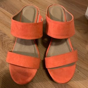 Lane Bryant orange wedges size 9